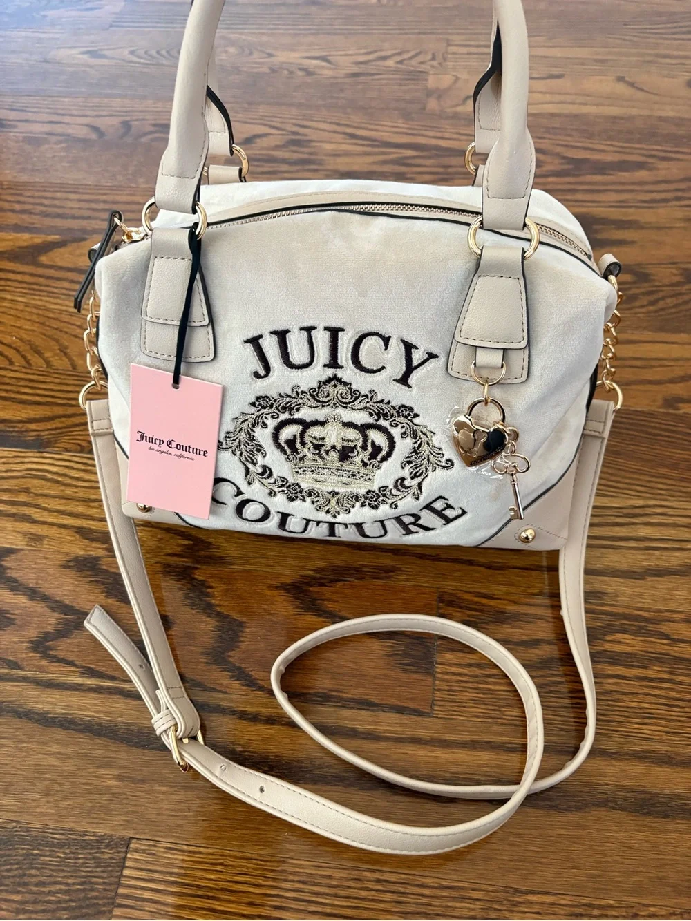 Juicy Couture Cream Logo Satchel Bag